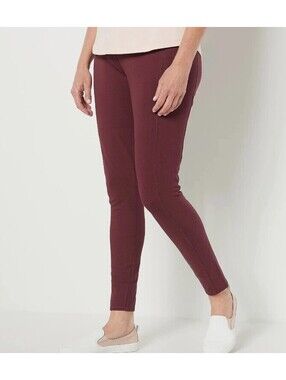 Denim & Co. Active Regular Duo Stretch Pant with Side Pocket – Burgundy Size 3x
